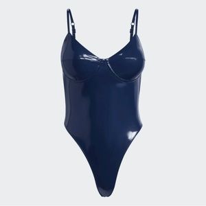NWT Ivy Park latex Blue Bodysuit sz M